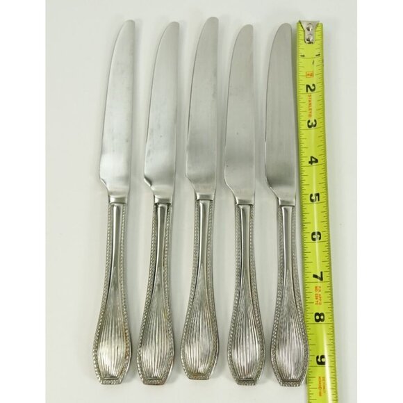 RL Ralph Lauren Bradley Stainless Dinner Knife Lot of 5 Knives Ribbed Curved - Picture 6 of 6